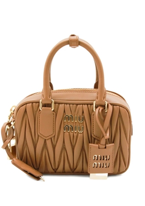 Miu Miu small Arcadie matelassé leather tote bag - Brown