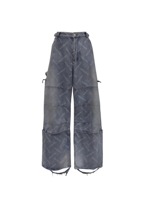 Balenciaga Pre-Owned distressed wide-leg trousers - Blue
