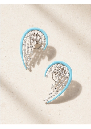 Kamyen - 18-karat White Gold, Diamond And Enamel Earrings - Silver - One size