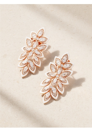 Kamyen - Lotus 18-karat Rose Gold, Enamel And Diamond Earrings - One size