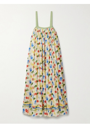 BODE - Gathered Floral-print Cotton-voile Maxi Dress - Multi - x small,small,medium,large,x large