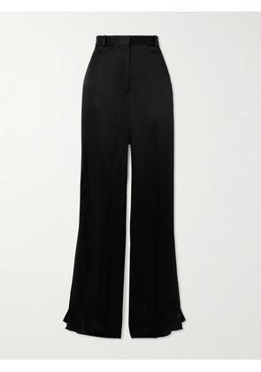 TOTEME - Pleated Satin-trimmed Crepe Straight-leg Pants - Black - DK32,DK34,DK36,DK38,DK40,DK42