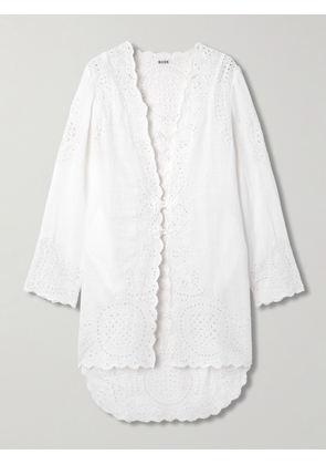 BODE - Belvoir Broderie Anglaise Linen Top - White - x small,small,medium,large,x large