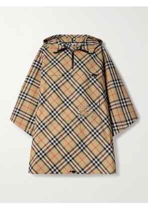 Burberry - Hooded Appliquéd Checked Twill Cape - Brown - XS/S,M/L