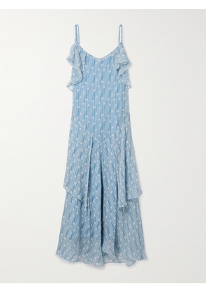 BODE - Meridian Ruffled Printed Silk-crepon Maxi Dress - Blue - US0,US2,US4,US6,US8,US10,US12