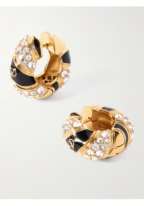 Valentino Garavani - Gold-tone, Crystal And Enamel Hoop Earrings - One size