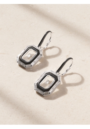 Nikos Koulis - 18-karat White Gold, Diamond And Enamel Earrings - Black - One size