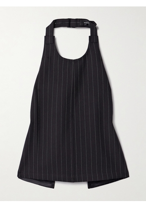 WARDROBE.NYC - Open-back Pinstriped Wool-twill Halterneck Tank - Black - xx small,x small,small,medium,large,x large