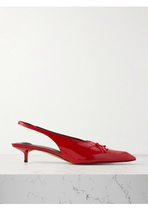 Jacquemus - Cubisto Bow-embellished Leather Slingback Pumps - Red - FR35,FR36,FR37,FR38,FR39,FR40,FR41