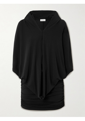 Magda Butrym - Hooded Layered Stretch-crepe Mini Dress - Black - FR 34,FR 36,FR 38,FR 40