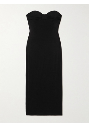 Magda Butrym - Strapless Gathered Jersey Midi Dress - Black - FR 34,FR 36,FR 38,FR 40
