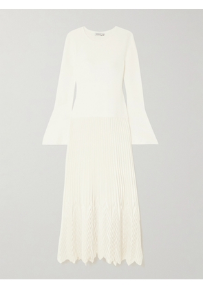 SIMKHAI - Damoni Jersey And Plissé-satin Midi Dress - Ivory - x small,small,medium,large,x large