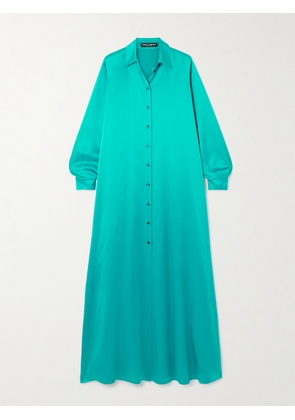 Dolce & Gabbana - Silk-satin Maxi Shirt Dress - Blue - IT36,IT38,IT40,IT42,IT44,IT46,IT48