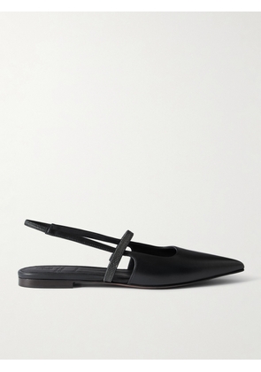 Brunello Cucinelli - Embellished Cutout Leather Slingback Ballet Flats - Black - IT36,IT36.5,IT37,IT37.5,IT38,IT38.5,IT39,IT39.5,IT40,IT40.5,IT41