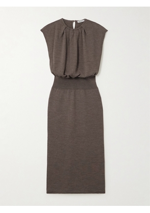SIMKHAI - Xion Gathered Merino Wool Midi Dress - Brown - x small,small,medium,large,x large