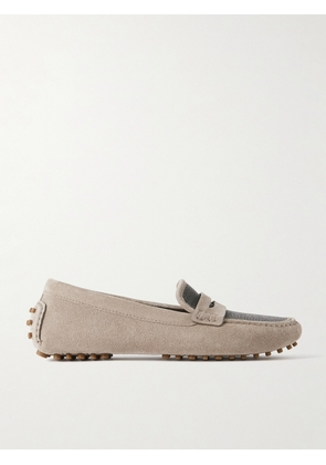 Brunello Cucinelli - Bead-embellished Suede Loafers - Neutrals - IT36,IT36.5,IT37,IT37.5,IT38,IT38.5,IT39,IT39.5,IT40,IT40.5,IT41