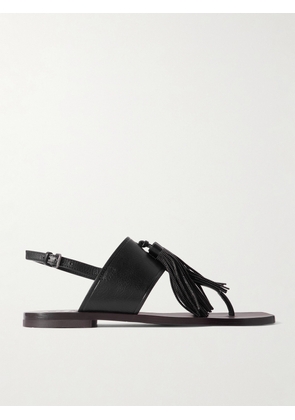 Brunello Cucinelli - Bead-embellished Tasseled Leather Sandals - Black - IT36,IT37,IT37.5,IT38,IT38.5,IT39,IT39.5,IT40,IT40.5,IT41