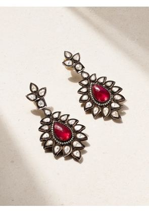 Amrapali London - Rajasthan Rhodium-plated 18-karat Gold, Ruby And Diamond Earrings - Red - One size