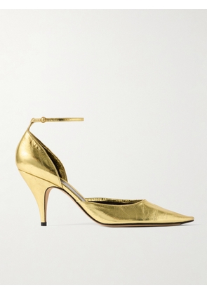 The Row - Liisa D'orsay Metallic Crinkled-leather Pumps - Gold - IT36,IT37,IT38,IT39,IT40,IT41,IT42
