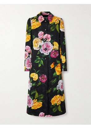 Dolce & Gabbana - Floral-print Cotton-blend Cloqué Coat - Black - IT38,IT40,IT42,IT44