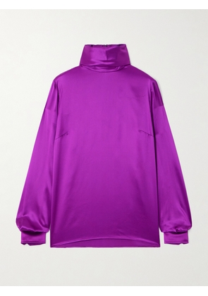 Dolce & Gabbana - Silk-satin Turtleneck Blouse - Purple - IT36,IT42,IT44,IT46,IT50