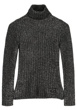 CHANEL Pre-Owned 2000s high-neck ribbed-knit jumper - Grey