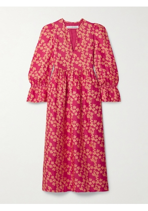 ALIX OF BOHEMIA - Ines Gathered Printed Silk Midi Dress - x small,small,medium,large,x large