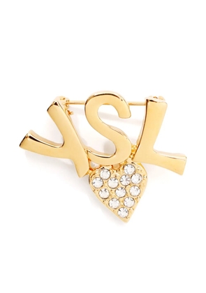 Saint Laurent Pre-Owned YSL rhinestone brooch - Gold
