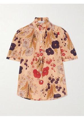 ALIX OF BOHEMIA - Winnie Vintage Poppy Ruffled Printed Cotton-voile Shirt - Neutrals - x small,small,medium,large,x large