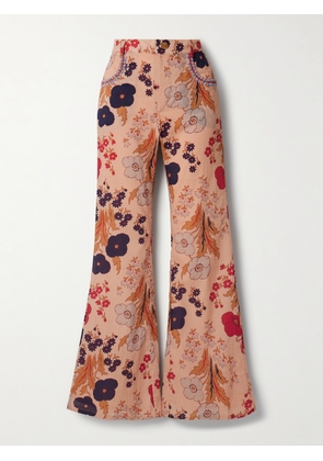 ALIX OF BOHEMIA - Bunny Bead-embellished Floral-print Cotton-voile Flared Pants - Pink - US0,US2,US4,US6,US8,US10,US12