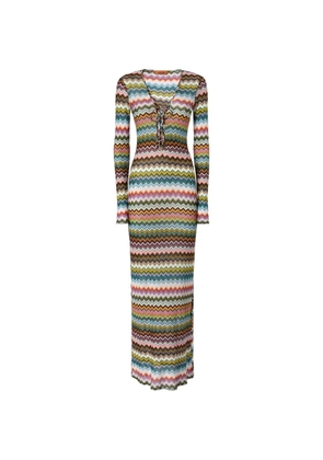 Missoni chevron-pattern tie beach dress - Blue
