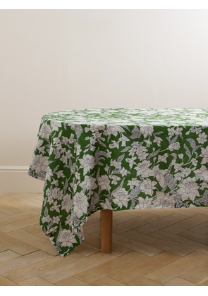 La DoubleJ - Large Floral-print Linen Tablecloth - Green - One size