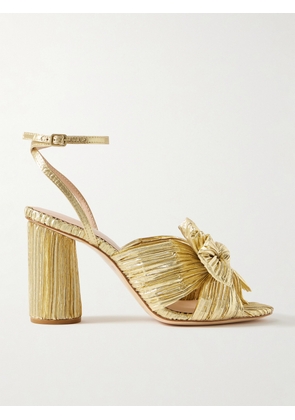 Loeffler Randall - Camellia Bow-embellished Lamé Sandals - Gold - US5,US5.5,US6,US6.5,US7,US7.5,US8,US8.5,US9,US9.5,US10,US10.5,US11,US11.5,US12