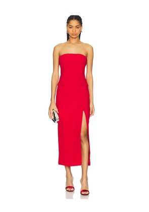 Bardot NIKKI STRAPLESS MIDI DRESS in Red. Size 10. Also in 12, 2, 4, 8.