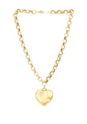BRACHA Puffy Heart Necklace in Metallic Gold.