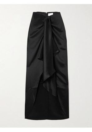 Galvan - De Lovie Asymmetric Satin Maxi Skirt - Black - FR 34,FR 36,FR 38,FR 40,FR 42
