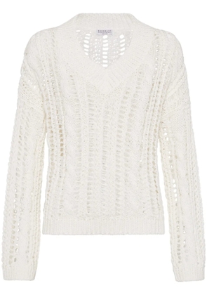 Brunello Cucinelli open-knit sweater - White