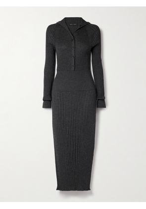 Proenza Schouler - Maeve Ribbed Merino Wool And Silk-blend Midi Dress - Gray - x small,small,medium,large,x large