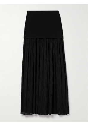 Proenza Schouler - Paige Pleated Crepon And Stretch-knit Maxi Skirt - Black - US0,US2,US4,US6,US8,US10,US12