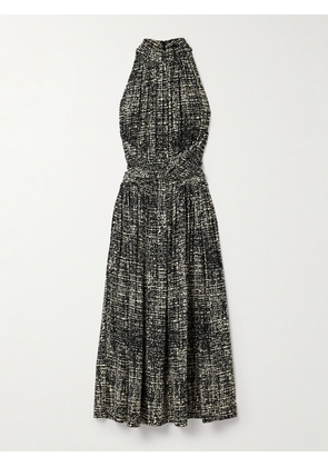 Proenza Schouler - Lola Twist-front Pleated Printed Crepe Maxi Dress - Black - US0,US2,US4,US6,US8,US10,US12