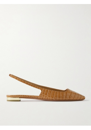Aquazzura - + Alex Rivière Croc-effect Leather Slingback Flats - Brown - IT36,IT37,IT37.5,IT38,IT38.5,IT39,IT39.5,IT40,IT40.5,IT41,IT41.5,IT42