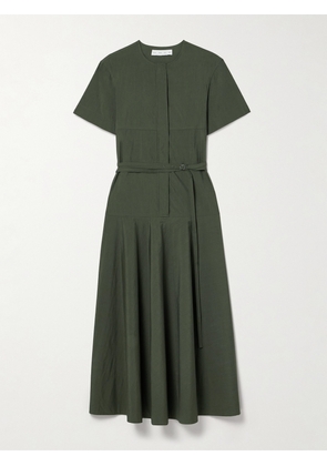 Proenza Schouler White Label - Elizabeth Belted Cotton-blend Midi Dress - Green - US0,US2,US4,US6,US8,US10,US12