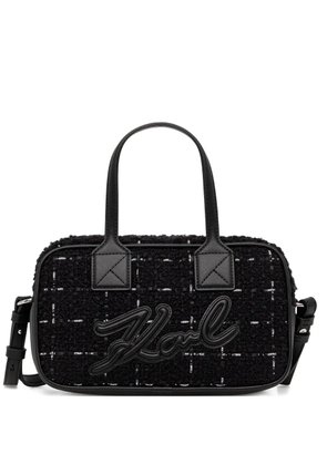 Karl Lagerfeld logo-appliqué tweed tote bag - Black