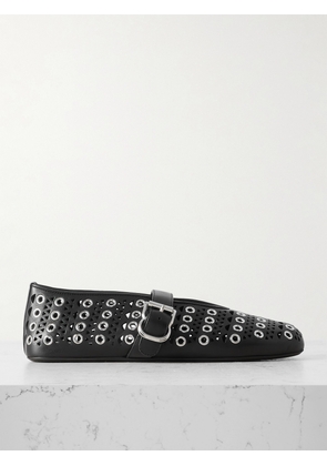 Alaïa - Vienne Perforated Eyelet-embellished Leather Ballet Flats - Black - IT35,IT36,IT37,IT38,IT39,IT40,IT41,IT42