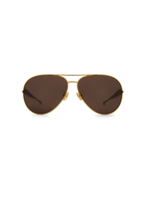 Bottega Veneta Sardine Sunglasses in Metallic Gold.