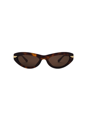Bottega Veneta Oval Sunglasses in Brown.
