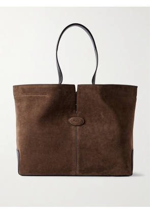 Tod's - Shopping Medium Leather-trimmed Suede Tote - Brown - One size