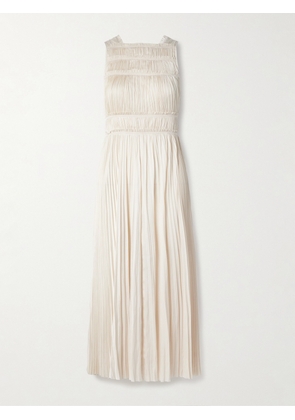 Ulla Johnson - Elle Paneled Plissé-satin Midi Dress - Ecru - US00,US0,US2,US4,US6,US8,US10,US12,US14,US16