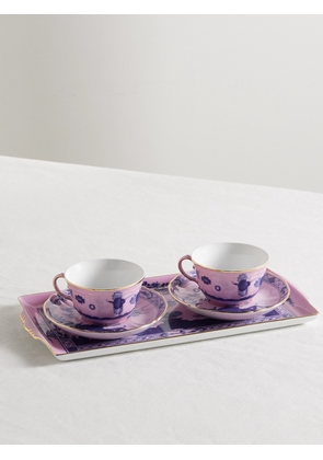 GINORI 1735 - Gold-plated Porcelain Tea Set For Two - Pink - One size