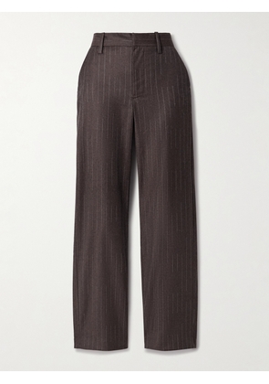 The Elder Statesman - Pinstriped Wool And Cashmere-blend Straight-leg Pants - Brown - 24,26,28,30,32